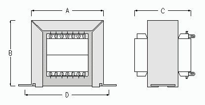 Transformer med U-Bøjle 1-100VA - Dimensioner