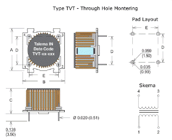 Mekanisk Layout - Type TVT - Through Hole Montering